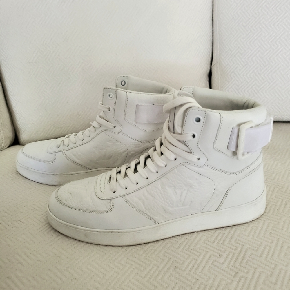 Louis Vuitton Rivoli White Leather, High-Top, Sneaker Boot (US Size 6 men's)